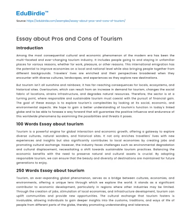 Essay about Pros and Cons of Tourism