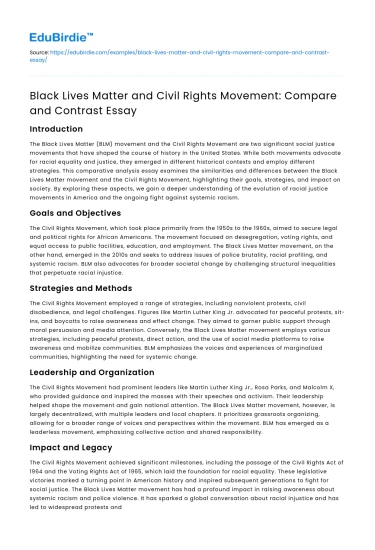 Black Lives Matter and Civil Rights Movement: Compare and Contrast
