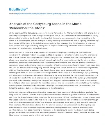 Analysis of the Gettysburg Scene in the Movie ‘Remember the Titans’