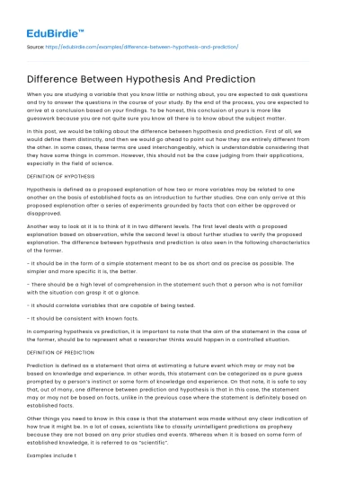 Difference Between Hypothesis And Prediction