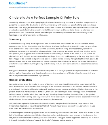 Cinderella As A Perfect Example Of Fairy Tale