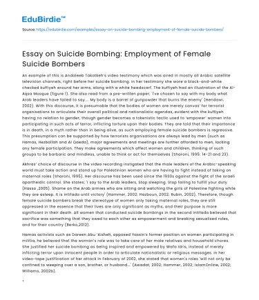 Essay on Suicide Bombing: Employment of Female Suicide Bombers