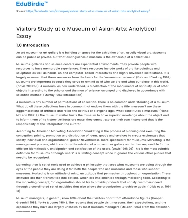 Visitors Study at a Museum of Asian Arts: Analytical Essay