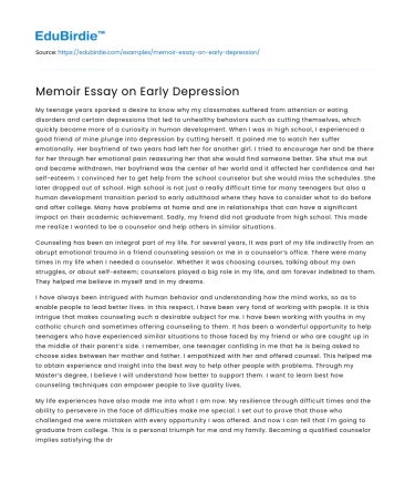 Memoir Essay on Early Depression