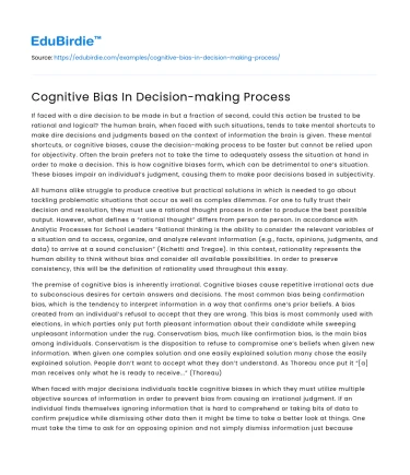 Cognitive Bias In Decision-making Process