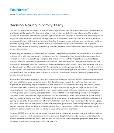 Decision Making in Family: Essay