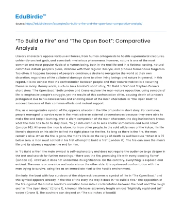 “To Build a Fire” and “The Open Boat”: Comparative Analysis