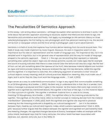 The Peculiarities Of Semiotics Approach