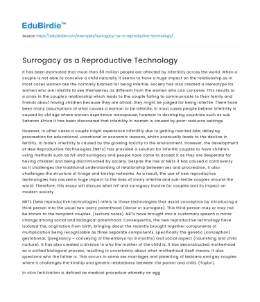 Surrogacy as a Reproductive Technology