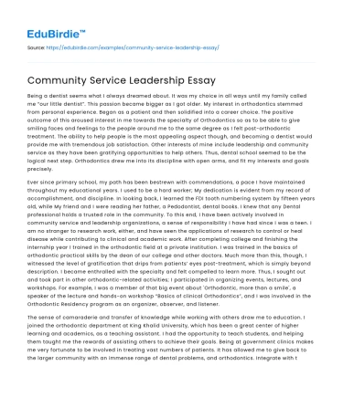 Community Service Leadership Essay