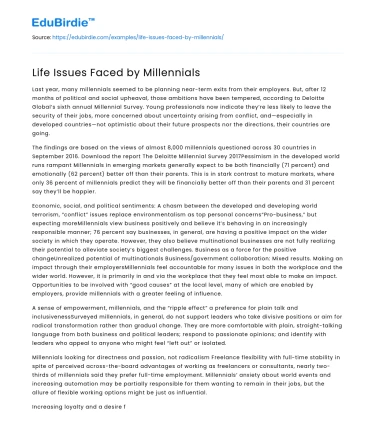 Life Issues Faced by Millennials