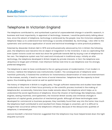 Telephone In Victorian England