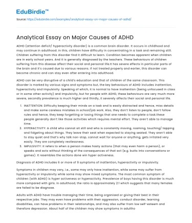 Analytical Essay on Major Causes of ADHD