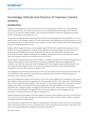 Teachers’ Perspectives on Epilepsy