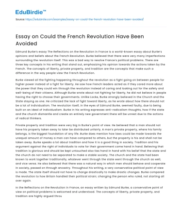 Essay on Could the French Revolution Have Been Avoided