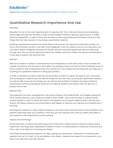 Quantitative Research Importance And Use