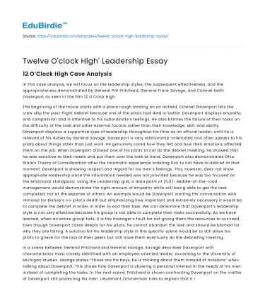 Twelve O’clock High’ Leadership Essay