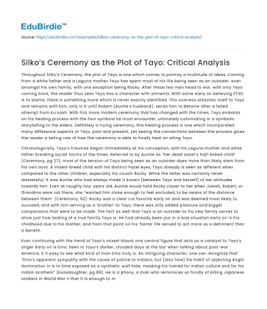 Silko’s Ceremony as the Plot of Tayo: Critical Analysis