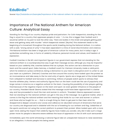 Importance of The National Anthem for American Culture