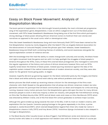 Blaxploitation Films and the Black Power Movement