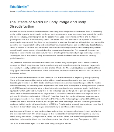 The Effects of Media On Body Image and Body Dissatisfaction