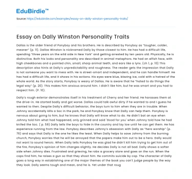 Essay on Dally Winston Personality Traits