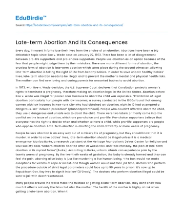 Late-term Abortion And Its Consequences