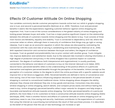 Effects Of Customer Attitude On Online Shopping