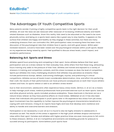 The Advantages Of Youth Competitive Sports