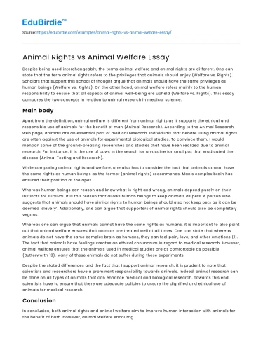 Animal Rights vs Animal Welfare Essay