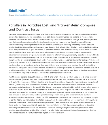 Comparing ‘Paradise Lost’ and ‘Frankenstein’: A Study