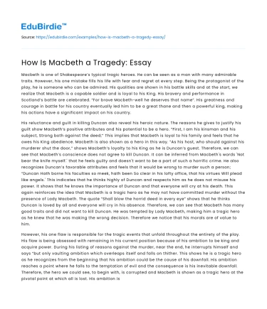 How Is Macbeth a Tragedy: Essay