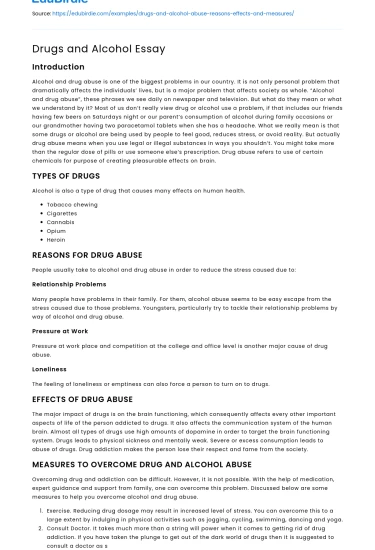 Drugs and Alcohol Essay