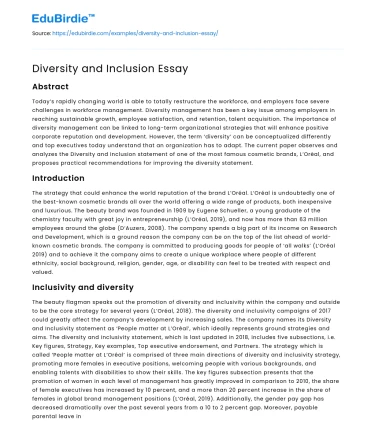 Diversity and Inclusion Essay