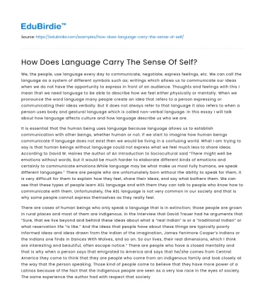How Does Language Carry The Sense Of Self?