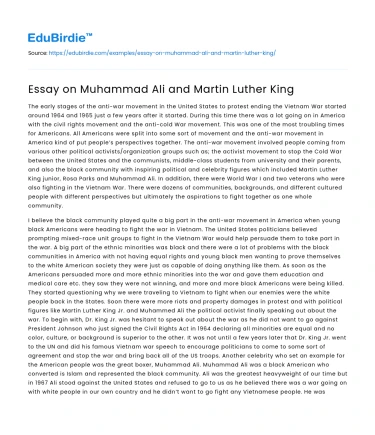 Essay on Muhammad Ali and Martin Luther King
