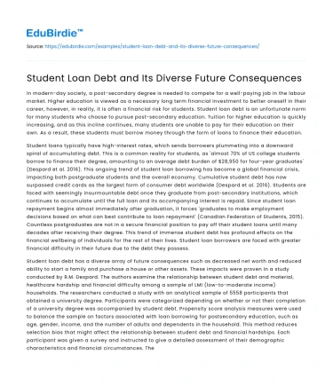 Student Loan Debt and Its Diverse Future Consequences