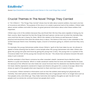 Crucial Themes In The Novel Things They Carried