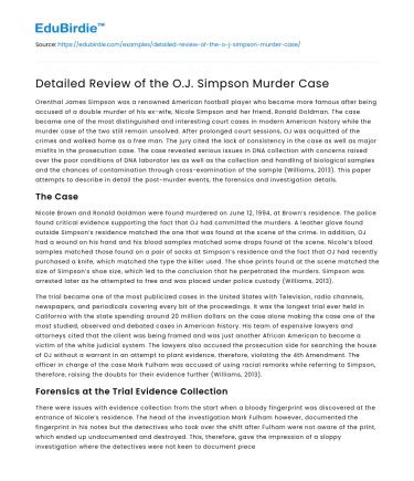 Detailed Review of the O.J. Simpson Murder Case