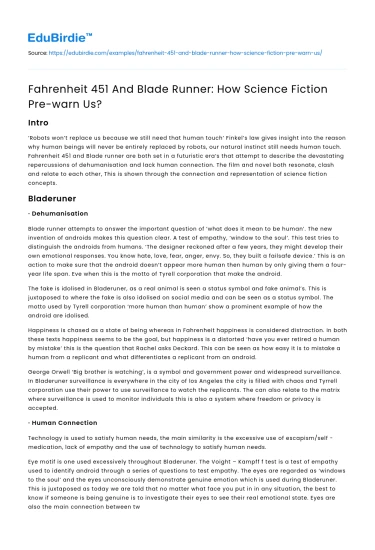 Fahrenheit 451 And Blade Runner: How Science Fiction Pre-warn Us?