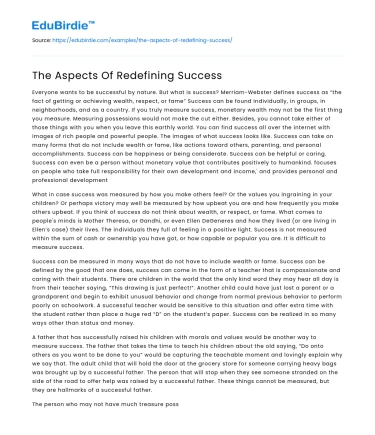 The Aspects Of Redefining Success