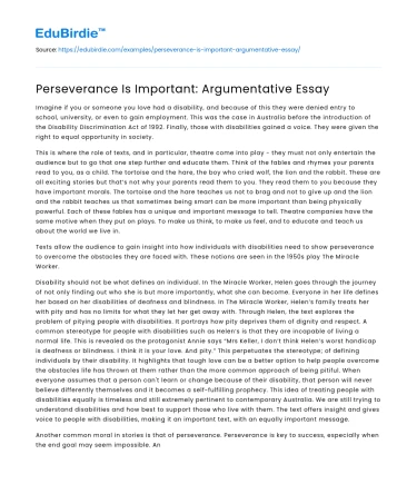 Perseverance Is Important: Argumentative Essay