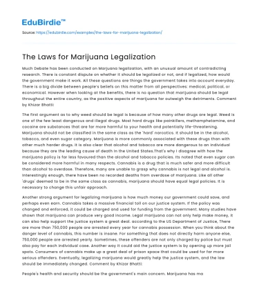 The Laws for Marijuana Legalization