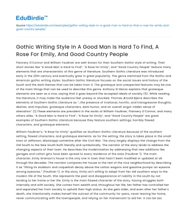 Gothic Writing Style in Southern Gothic Stories