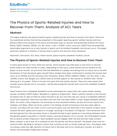 Analysis of ACL Tears: Physics & Recovery