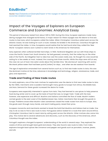 Explorers’ Voyages Impact on European Commerce