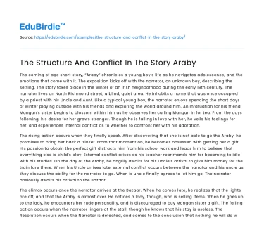 The Structure And Conflict In The Story Araby