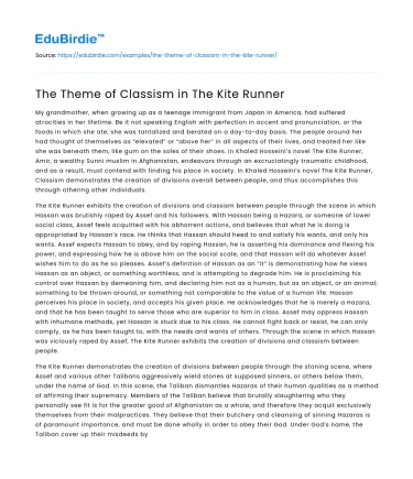 The Theme of Classism in The Kite Runner