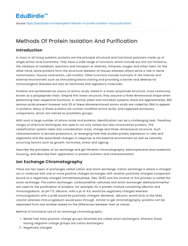 Methods Of Protein Isolation And Purification