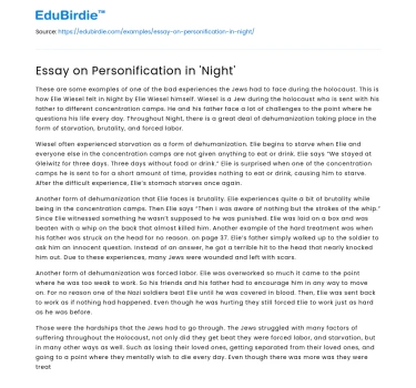 Essay on Personification in ‘Night’